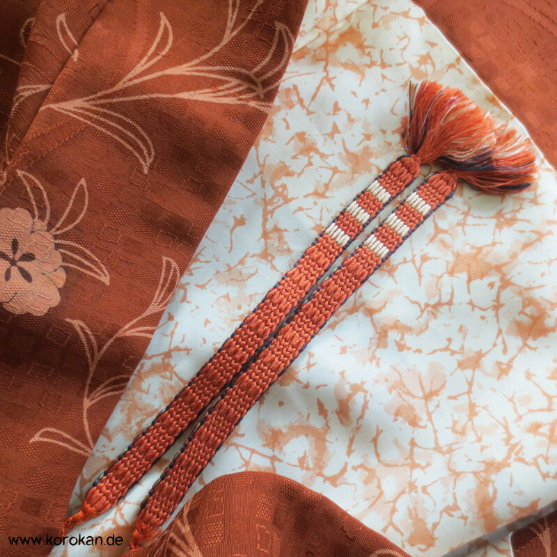 Arabesken Seidendamast Haori Kimono Jacke, kupfer