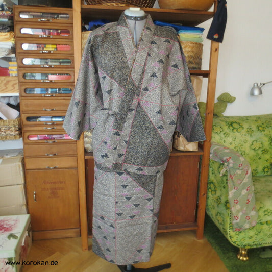 moderner zweiteiliger Kimono, Dochugi + Wickelrock