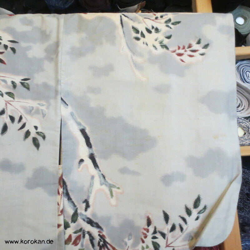 Kasuri Beerenzweige Meisen Seiden Haori Kimono Jacke