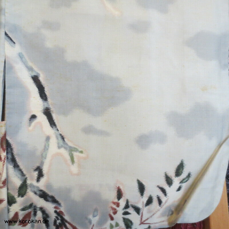 Kasuri Beerenzweige Meisen Seiden Haori Kimono Jacke