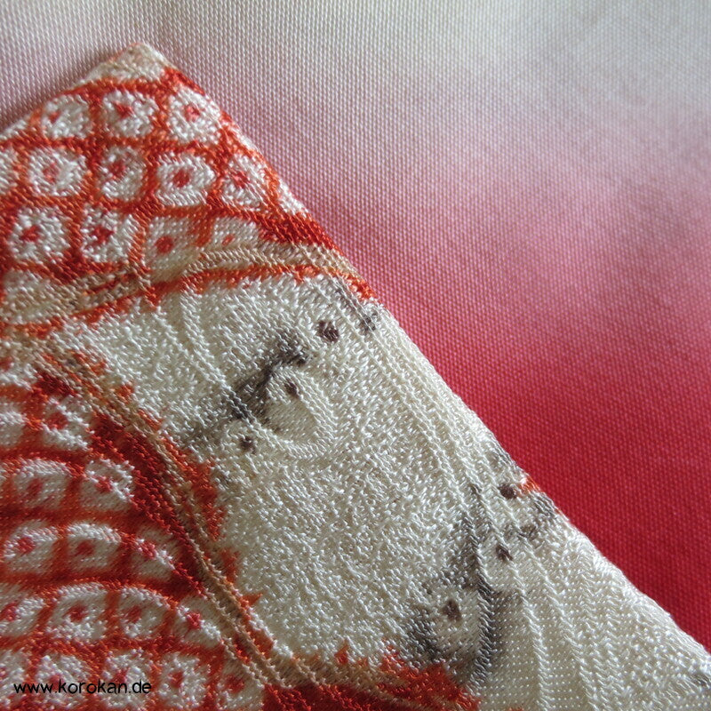 Genji Guruma Wasserräder antiker Furisode Seidendamast Kimono