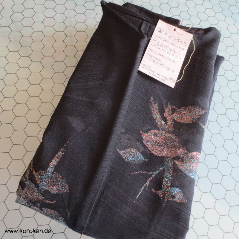 gewebtes glitzerndes Blütenmuster Omeshi Urushi Komon Kimono