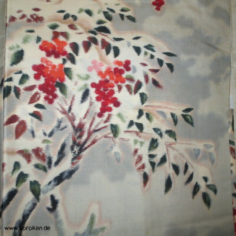 Kasuri Beerenzweige Meisen Seiden Haori Kimono Jacke