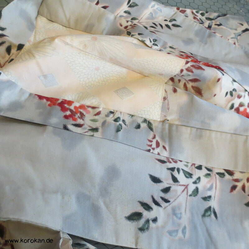 Kasuri Beerenzweige Meisen Seiden Haori Kimono Jacke