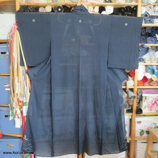 Segelboot Hitoe Tomesode Rho Seide ungefütterter antiker Kimono