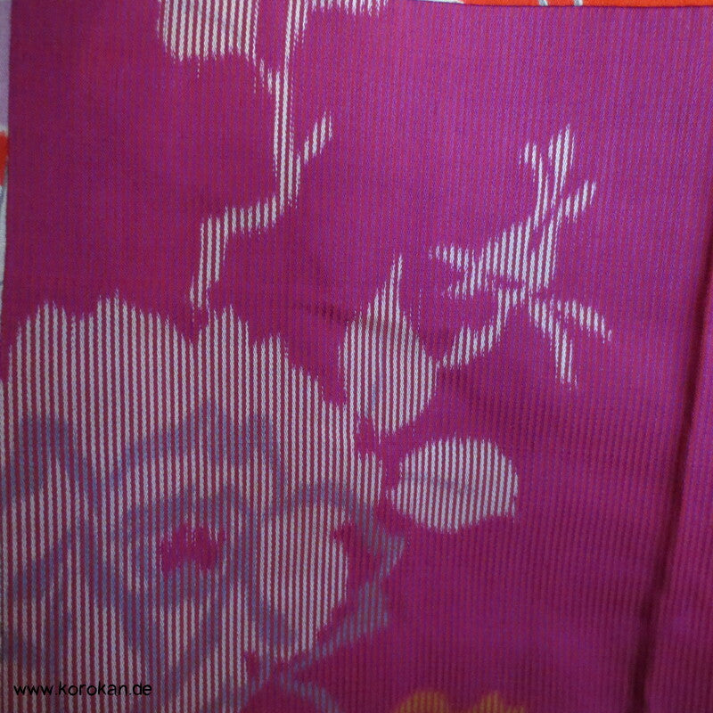 feingestreifter Paeonienstoff, Kranichfutter Haori Seidensatinstreifen Kimono Jacke