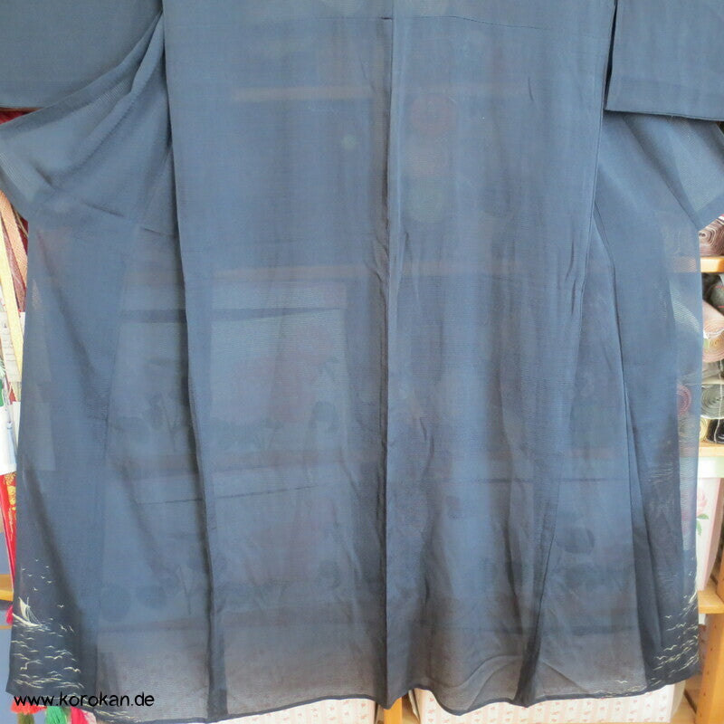 Segelboot Hitoe Tomesode Rho Seide ungefütterter antiker Kimono