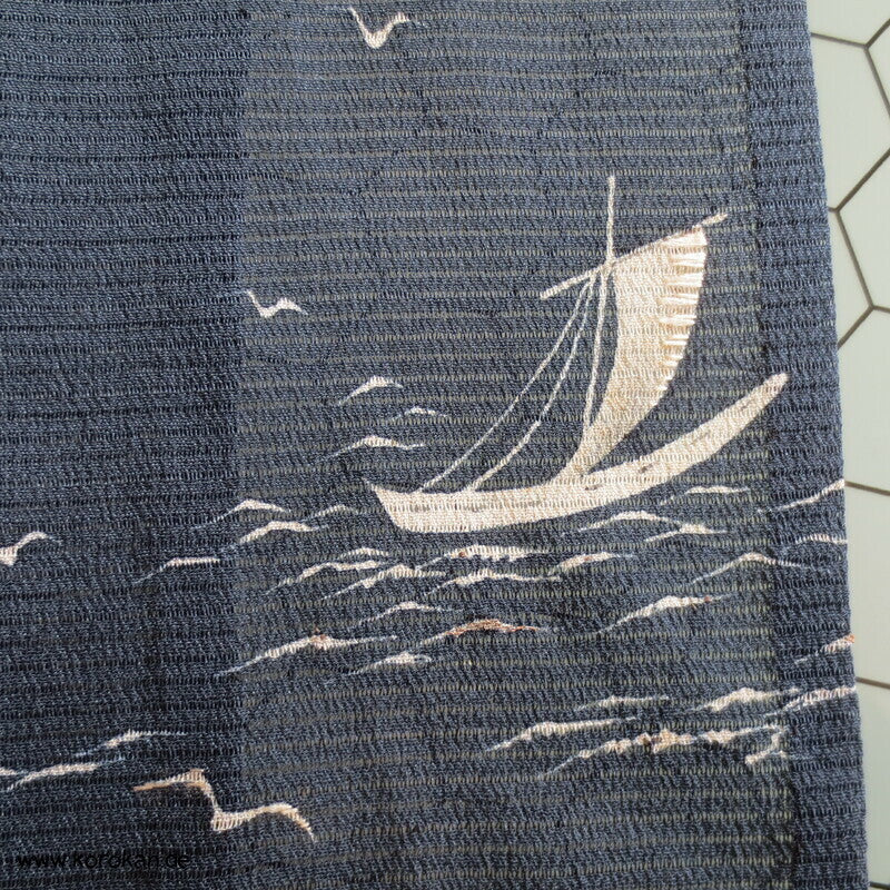 Segelboot Hitoe Tomesode Rho Seide ungefütterter antiker Kimono