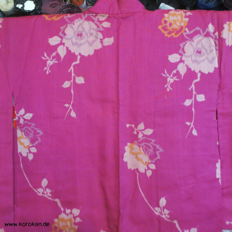 feingestreifter Paeonienstoff, Kranichfutter Haori Seidensatinstreifen Kimono Jacke