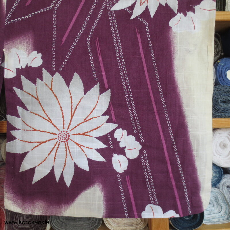 Yukata Baumwoll Kimono Chrysanthemen und Pfeilfedern