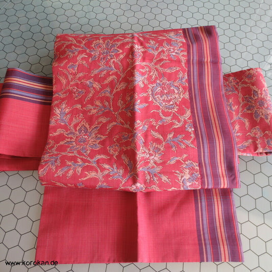 Nagoya Obi, eine Seite Gestreift mit gewebten Jacquard Arabesken