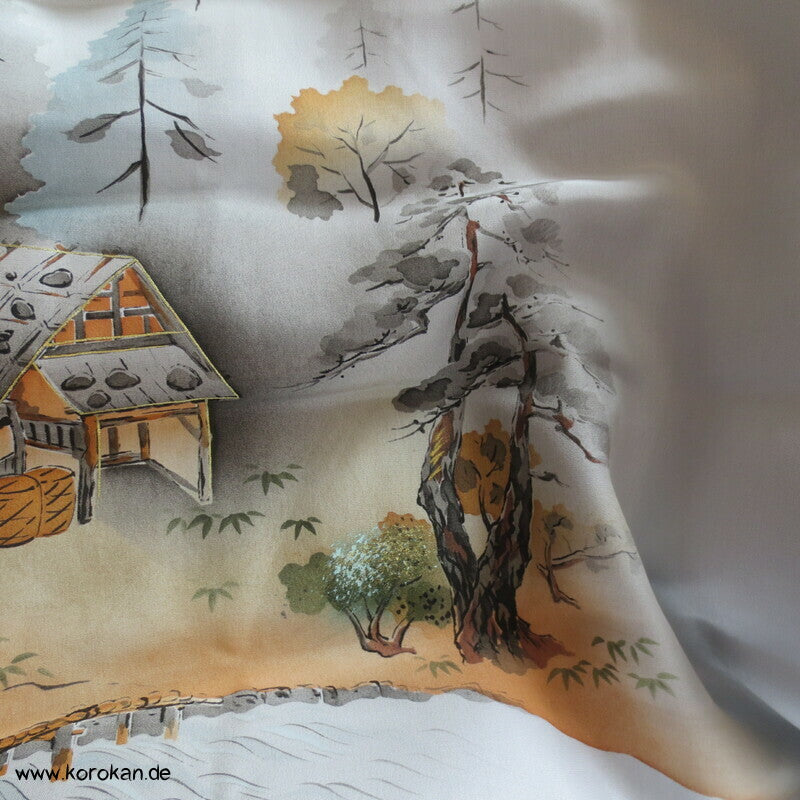bemalte Seide Habutai Haori Schulter Futter - Landschaft