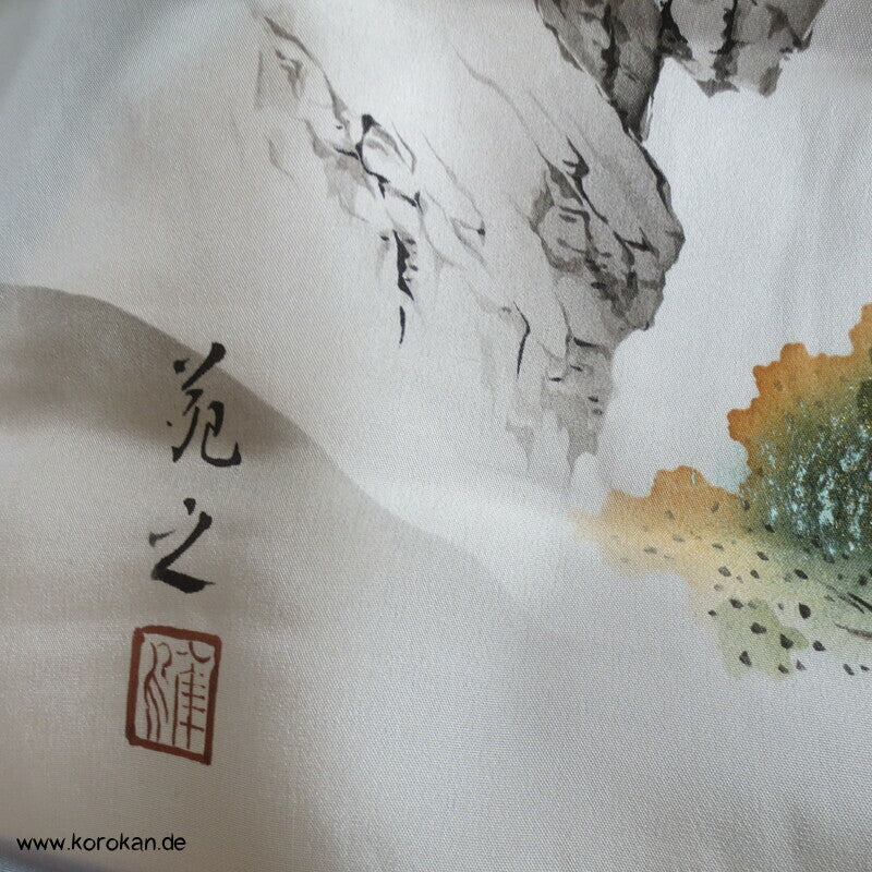 bemalte Seide Habutai Haori Schulter Futter - Landschaft