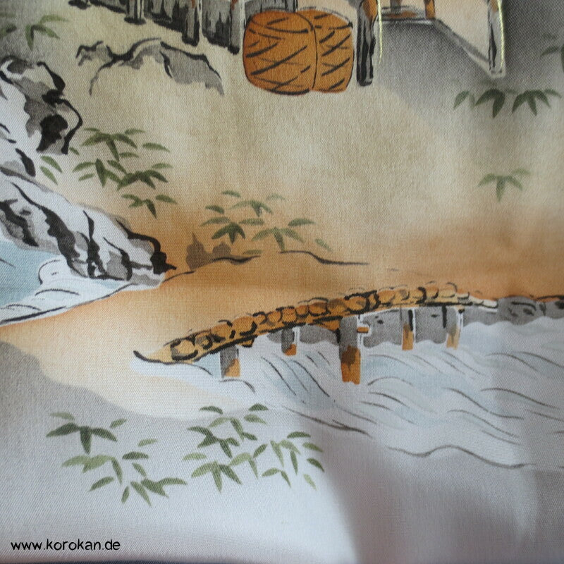 bemalte Seide Habutai Haori Schulter Futter - Landschaft