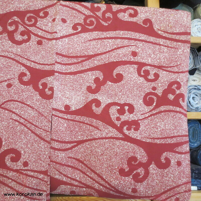 gewebte und gedruckte Wellen in blassrot Seidendamast Haori Kimono Jacke