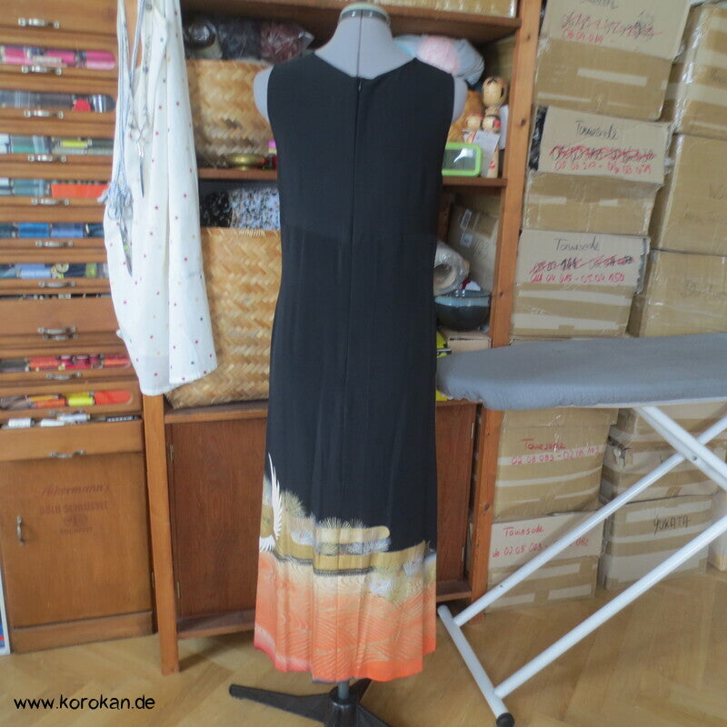 Japan Tomesode Kimono Seidencrepe Upcycling Cocktail Kleid, Kranich, Unikat, Gr. S