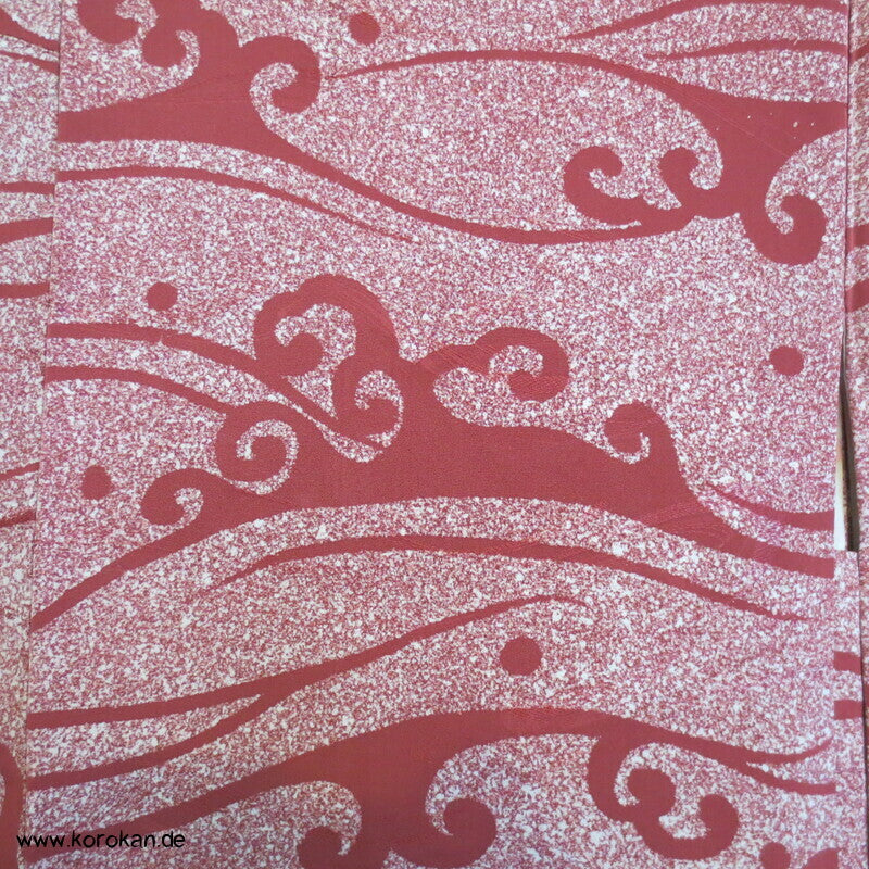 gewebte und gedruckte Wellen in blassrot Seidendamast Haori Kimono Jacke