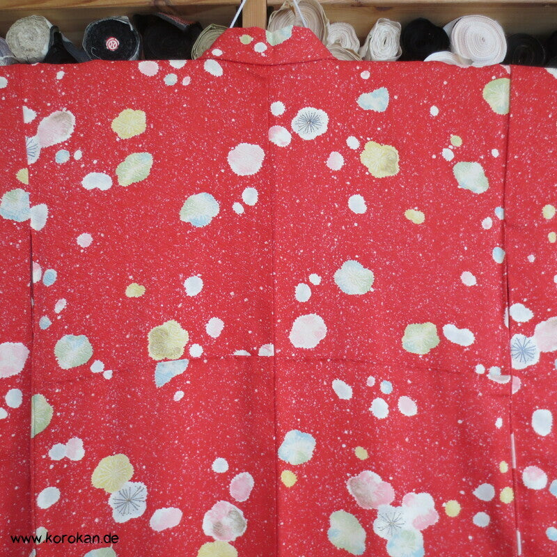 Pflaumenblüten Golddruck Seidendamast Chu Furisode / Komon Kimono