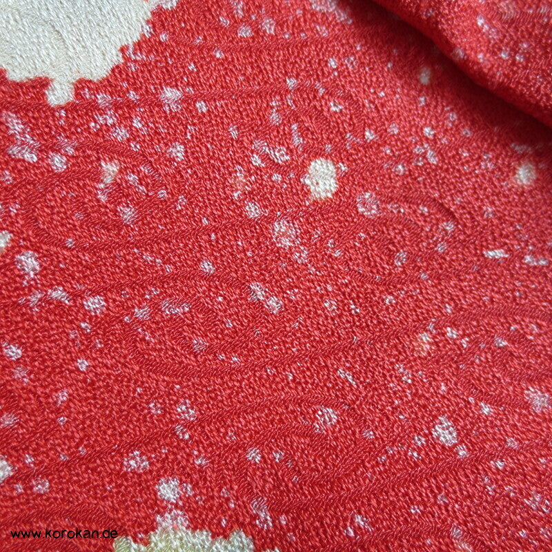 Pflaumenblüten Golddruck Seidendamast Chu Furisode / Komon Kimono