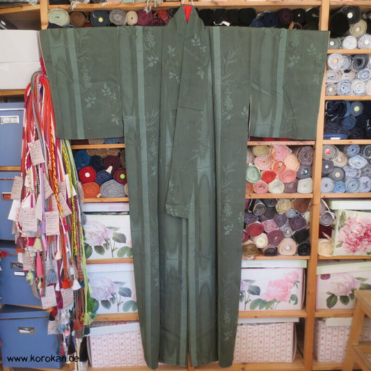 gewebter Bambus Seidendamast, rotes Futter Iromujji Komon Kimono