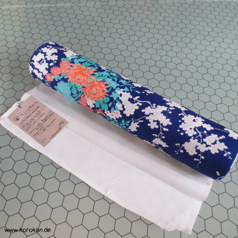 Blumen auf blau Kimono Damast Polyester / Synthetikmischung