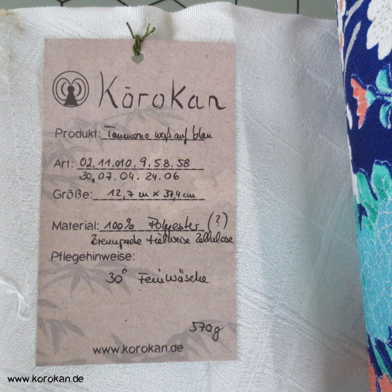 Blumen auf blau Kimono Damast Polyester / Synthetikmischung