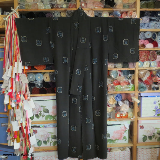 kleine Quadrate mit Muster Seidencrepe Komon Kimono