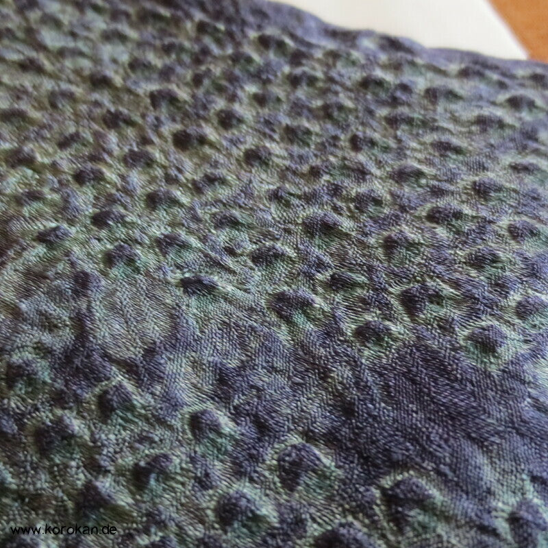 Full Shibori Seidendamast dunkelgrau - blaues Bambusmuster Kimono