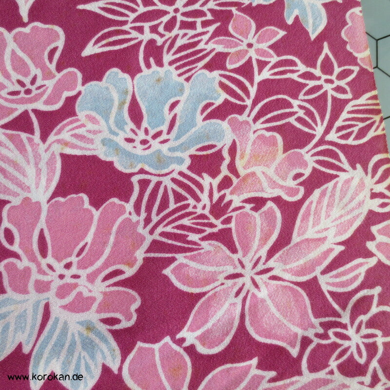 Viscose Kunstseidencrepe Kimono Stoff mit pinken Orchideen
