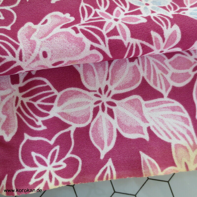 Viscose Kunstseidencrepe Kimono Stoff mit pinken Orchideen