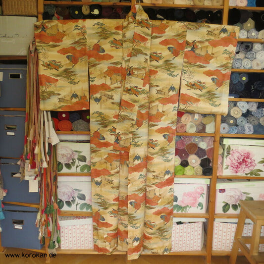 Szenen aus Genji Monogatari japanischer Komon Kimono Seide