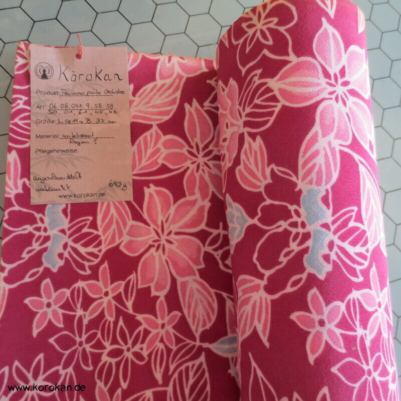 Viscose Kunstseidencrepe Kimono Stoff mit pinken Orchideen