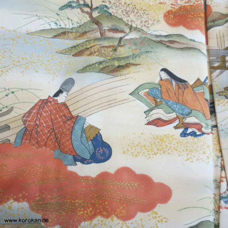 Szenen aus Genji Monogatari japanischer Komon Kimono Seide