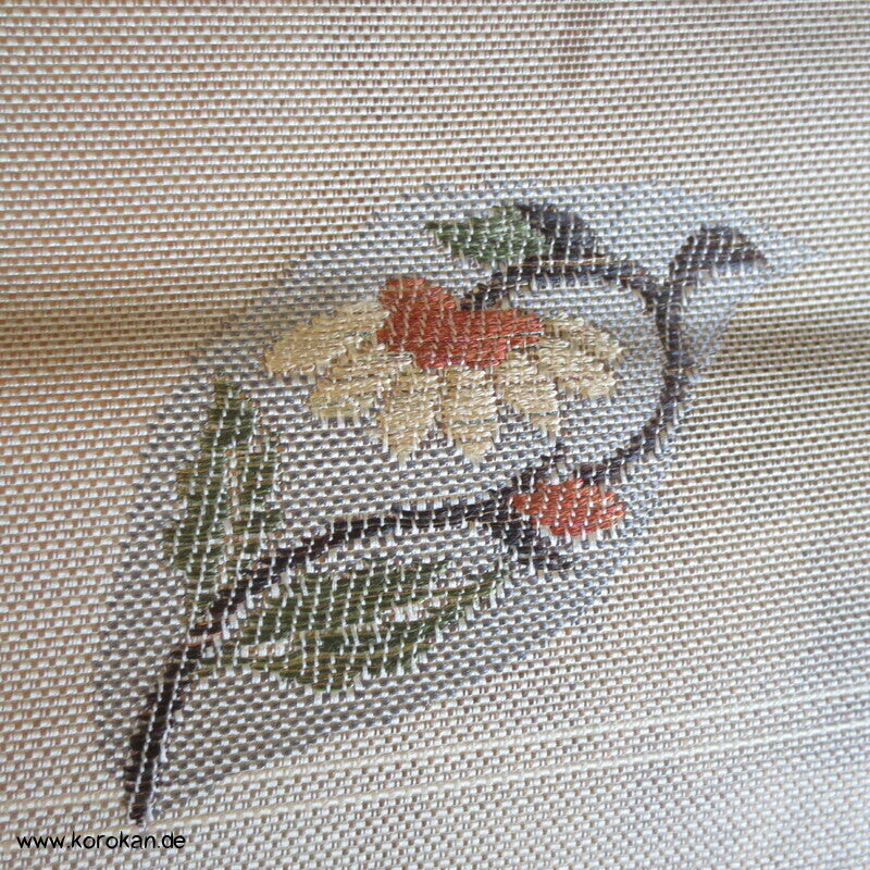 Blätter mit Blüten Fukuro Obi, panamabindig Seiden Jacquard