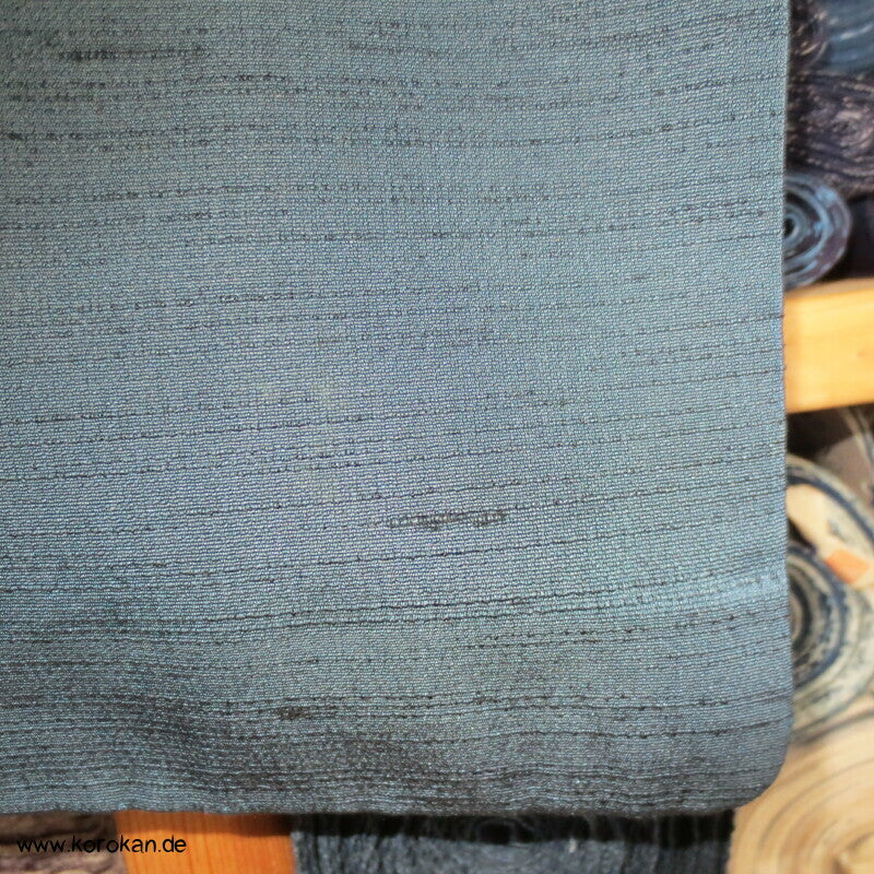 jeansblaue Tsumugi Seide Männer Haori Kimono Jacke, Bergmotiv innen