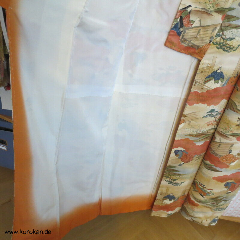 Szenen aus Genji Monogatari japanischer Komon Kimono Seide