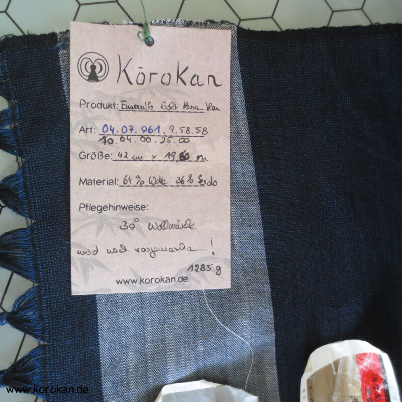 blau schwarz melierte Männer Kimono Wolle/ Seide