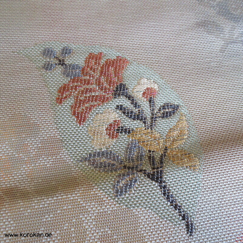 Blätter mit Blüten Fukuro Obi, panamabindig Seiden Jacquard