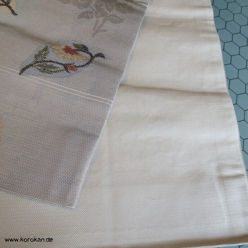 Blätter mit Blüten Fukuro Obi, panamabindig Seiden Jacquard