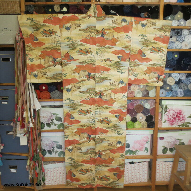 Szenen aus Genji Monogatari japanischer Komon Kimono Seide