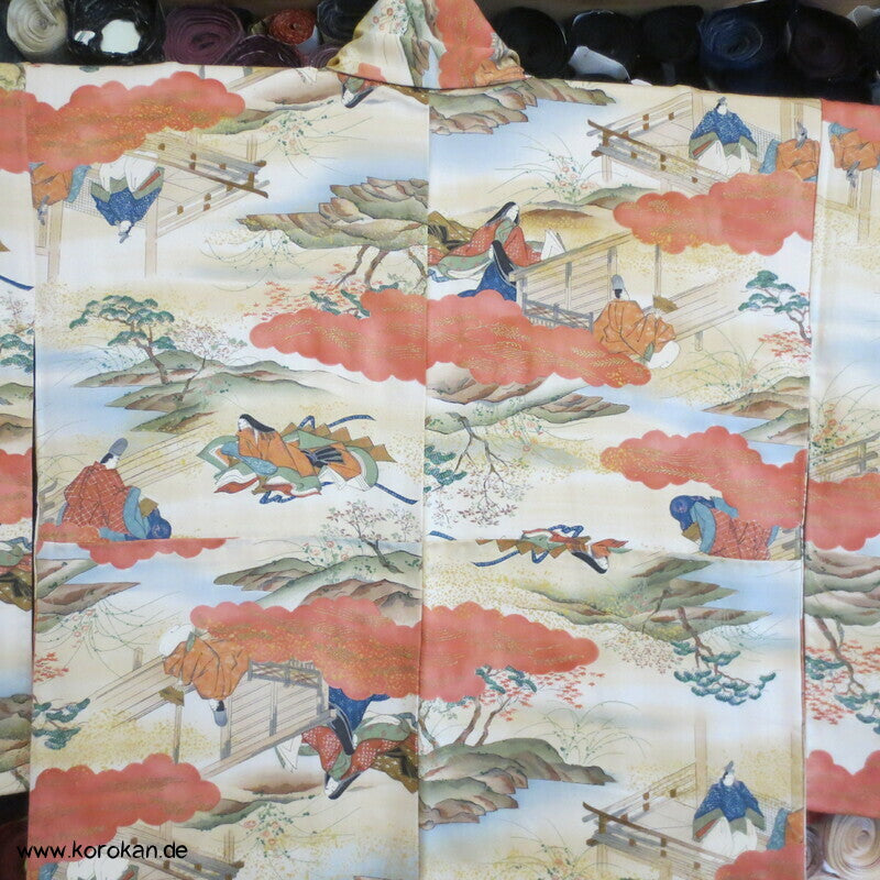 Szenen aus Genji Monogatari japanischer Komon Kimono Seide