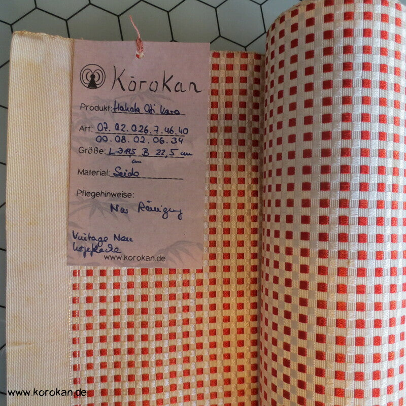 kleinkarierter Obi Seidenjacquard