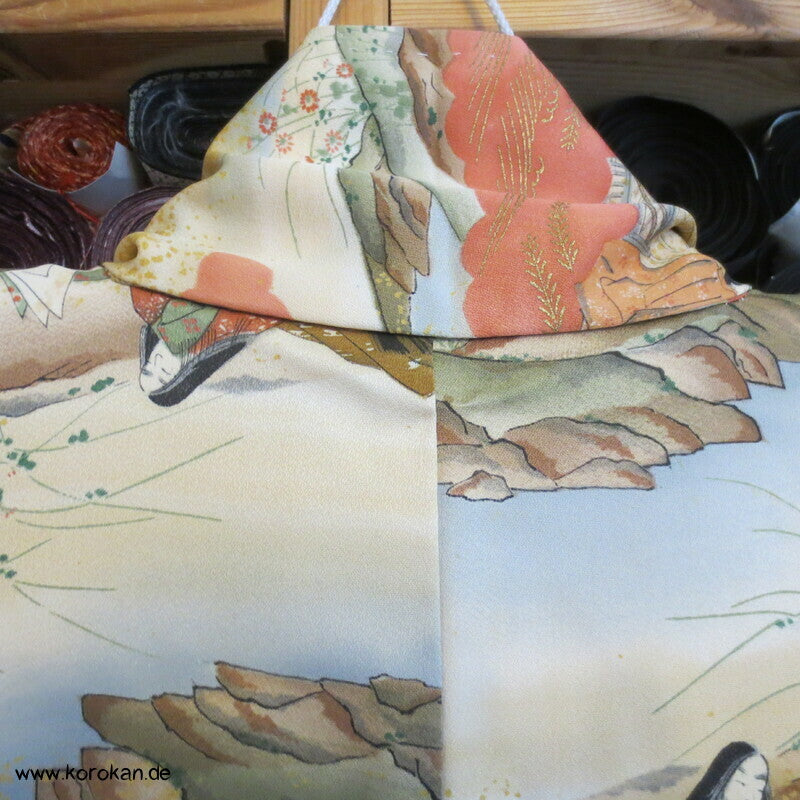 Szenen aus Genji Monogatari japanischer Komon Kimono Seide