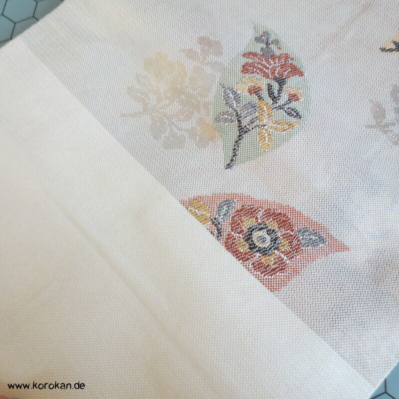 Blätter mit Blüten Fukuro Obi, panamabindig Seiden Jacquard