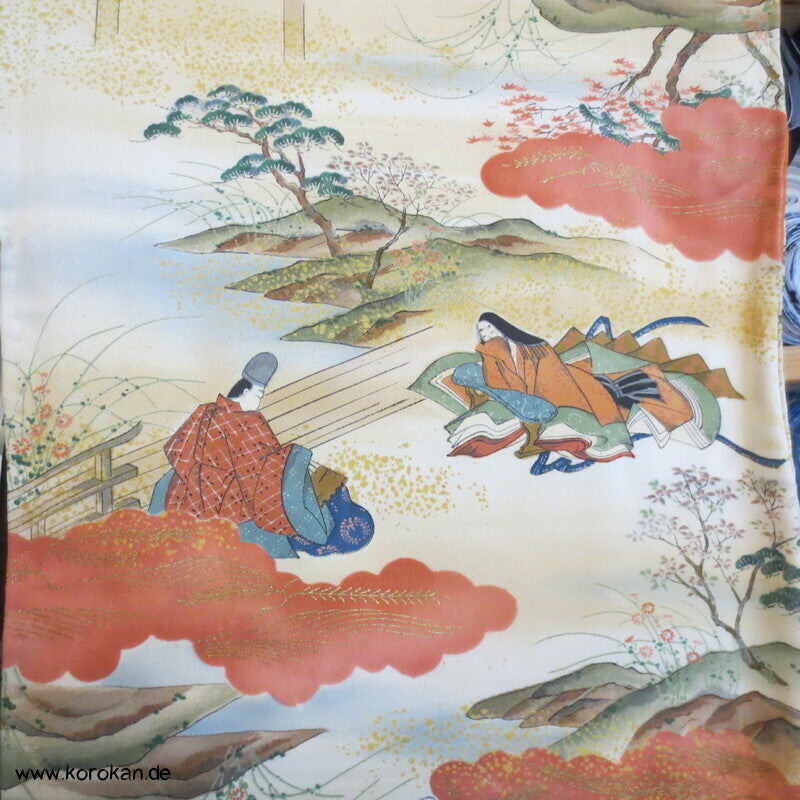 Szenen aus Genji Monogatari japanischer Komon Kimono Seide