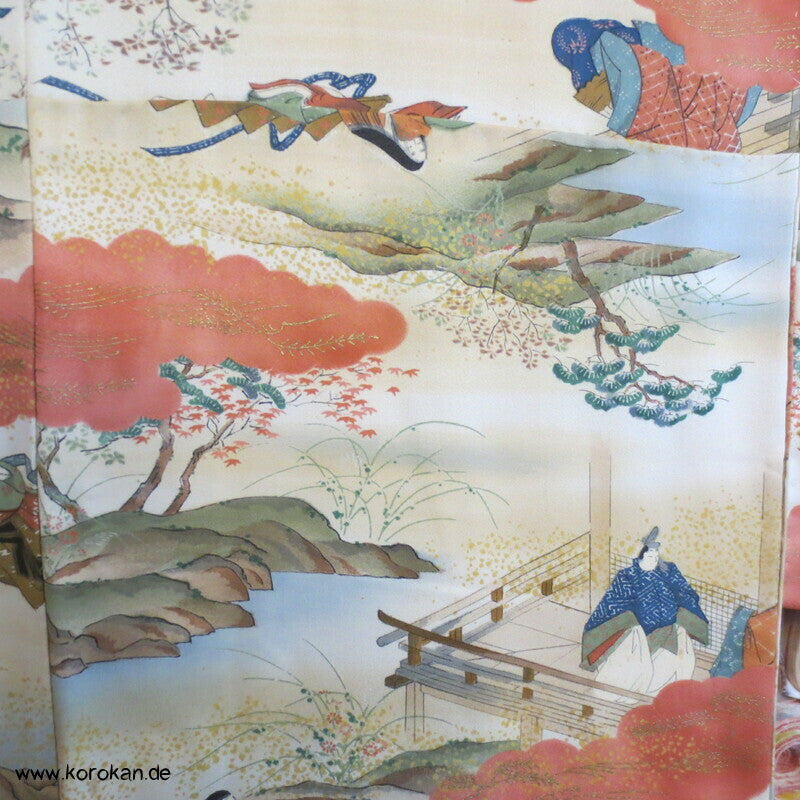 Szenen aus Genji Monogatari japanischer Komon Kimono Seide
