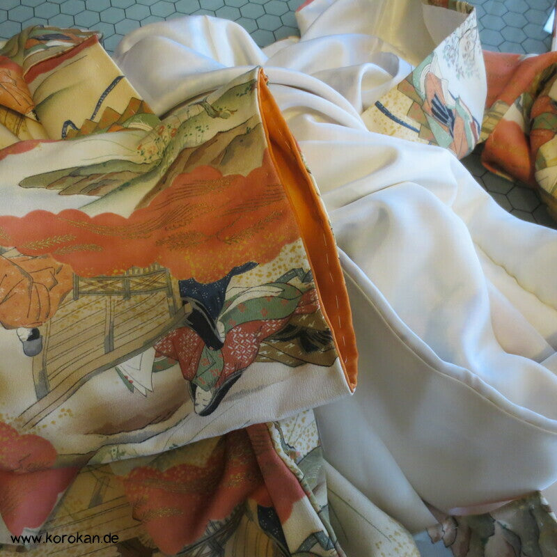 Szenen aus Genji Monogatari japanischer Komon Kimono Seide