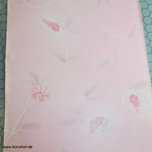 feine Blüten auf rosa Seidencrepe, Haori Kimono Tanmono Stoffrolle