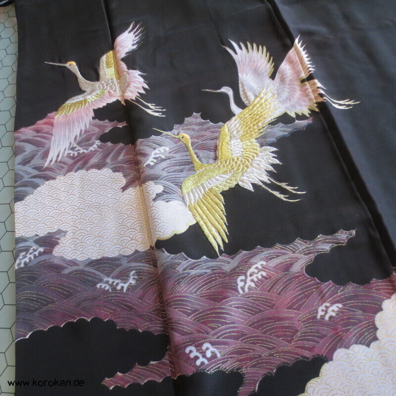 Kraniche, Goldgestickt Tomesode Kimono