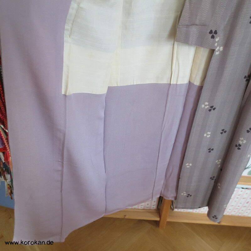 graumauve mit Kleeblättern Komon Kimono